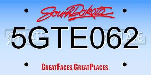 5GTE062 South Dakota License Plate