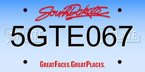 5GTE067 South Dakota License Plate