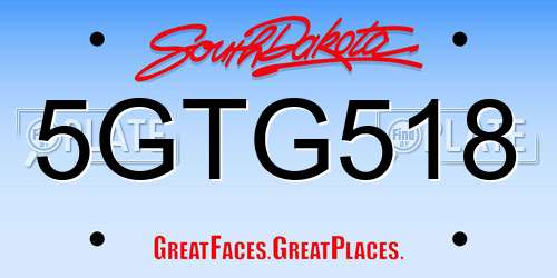 5GTG518 South Dakota License Plate