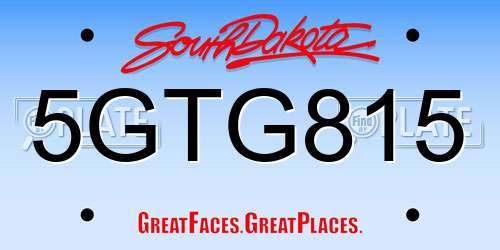 5GTG815 South Dakota License Plate