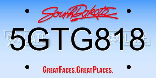 5GTG818 South Dakota License Plate