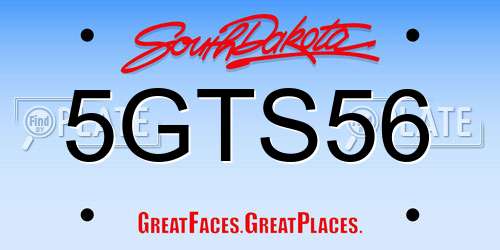 5GTS56 South Dakota License Plate