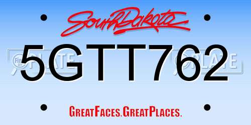 5GTT762 South Dakota License Plate