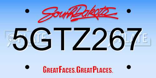 5GTZ267 South Dakota License Plate