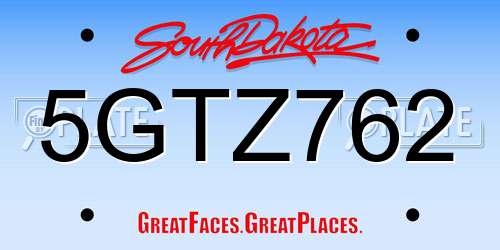 5GTZ762 South Dakota License Plate