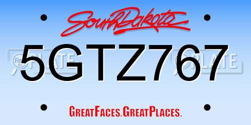5GTZ767 South Dakota License Plate