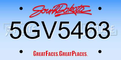 5GV5463 South Dakota License Plate