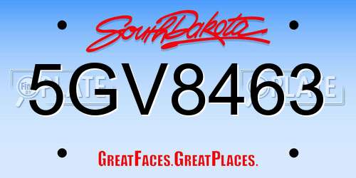 5GV8463 South Dakota License Plate