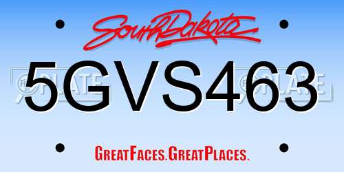 5GVS463 South Dakota License Plate