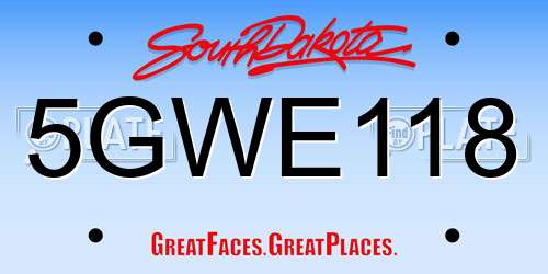 5GWE118 South Dakota License Plate