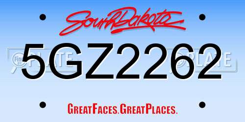 5GZ2262 South Dakota License Plate