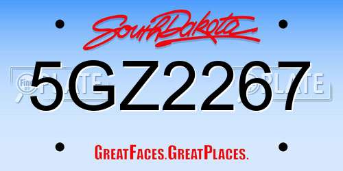 5GZ2267 South Dakota License Plate