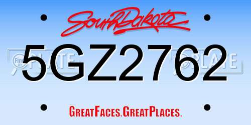 5GZ2762 South Dakota License Plate