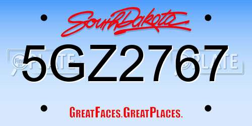 5GZ2767 South Dakota License Plate