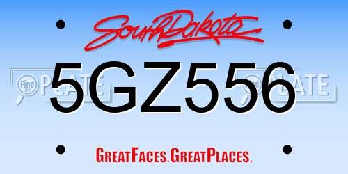 5GZ556 South Dakota License Plate