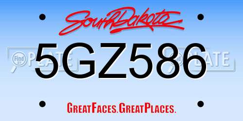 5GZ586 South Dakota License Plate