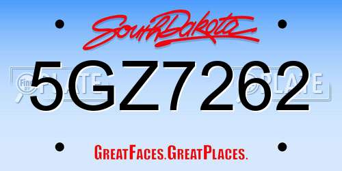 5GZ7262 South Dakota License Plate