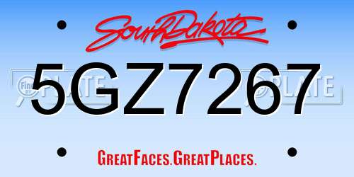 5GZ7267 South Dakota License Plate