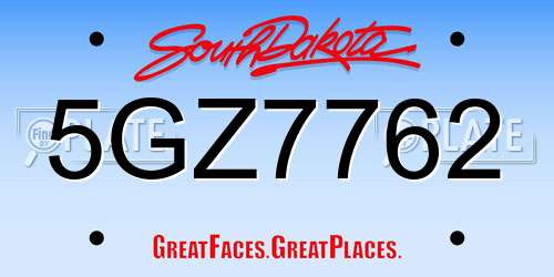 5GZ7762 South Dakota License Plate