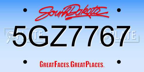 5GZ7767 South Dakota License Plate