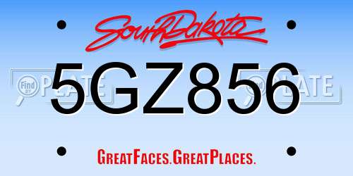 5GZ856 South Dakota License Plate