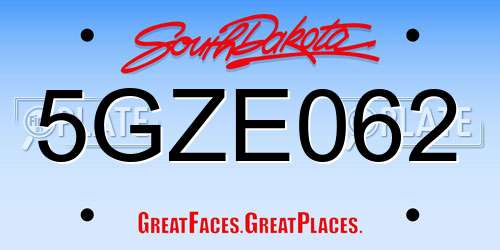 5GZE062 South Dakota License Plate