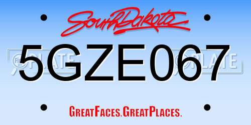 5GZE067 South Dakota License Plate