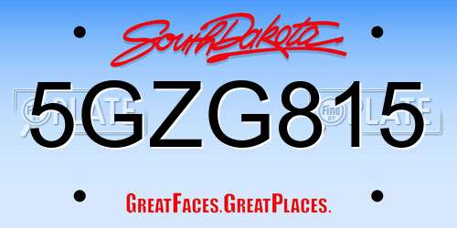5GZG815 South Dakota License Plate