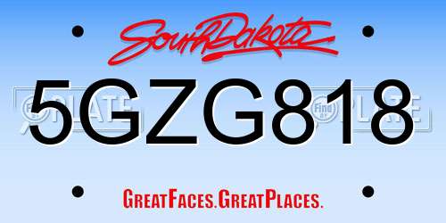 5GZG818 South Dakota License Plate