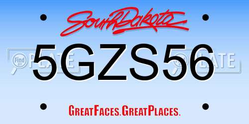 5GZS56 South Dakota License Plate