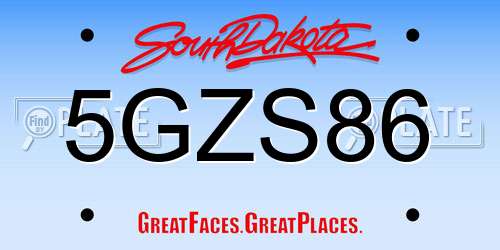 5GZS86 South Dakota License Plate