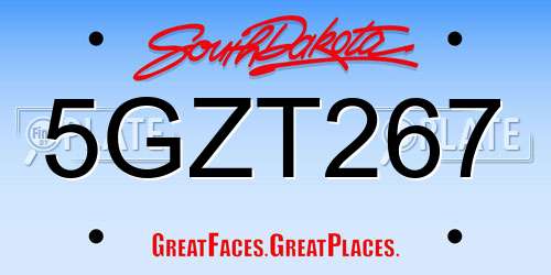 5GZT267 South Dakota License Plate
