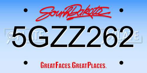 5GZZ262 South Dakota License Plate