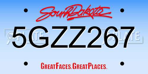 5GZZ267 South Dakota License Plate