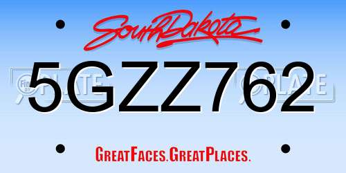 5GZZ762 South Dakota License Plate