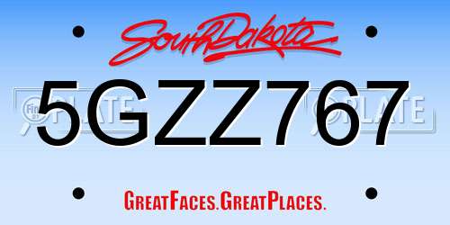 5GZZ767 South Dakota License Plate