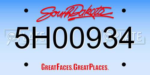 5H00934 South Dakota License Plate