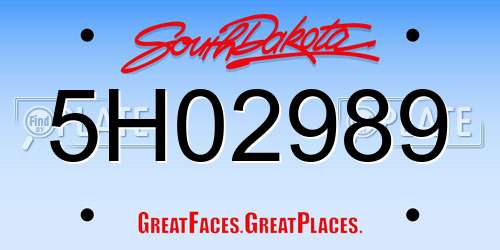 5H02989 South Dakota License Plate