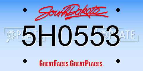 5H0553 South Dakota License Plate