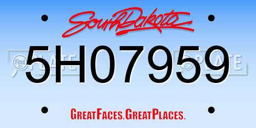 5H07959 South Dakota License Plate