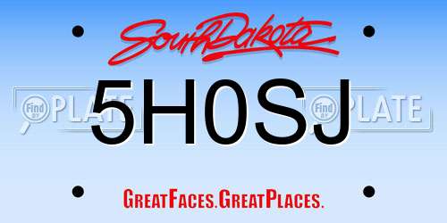5H0SJ South Dakota License Plate