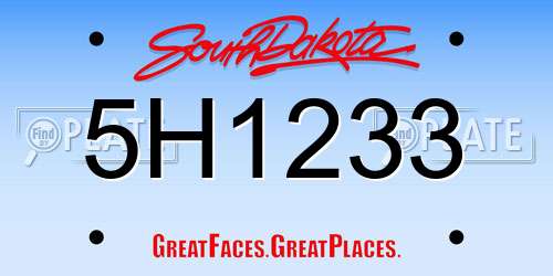 5H1233 South Dakota License Plate