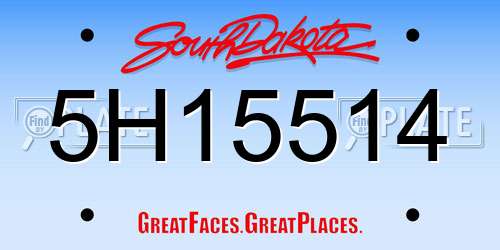 5H15514 South Dakota License Plate