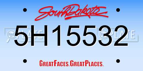 5H15532 South Dakota License Plate