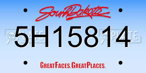 5H15814 South Dakota License Plate