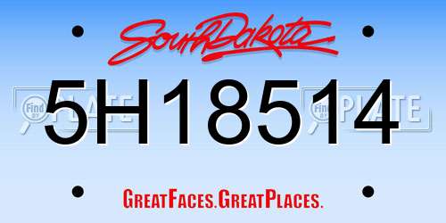 5H18514 South Dakota License Plate