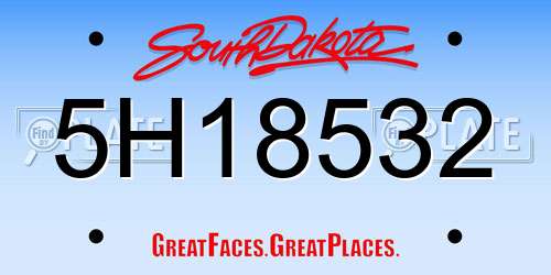 5H18532 South Dakota License Plate