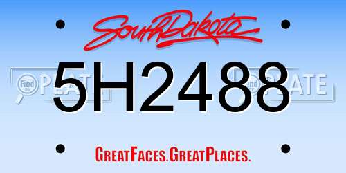 5H2488 South Dakota License Plate