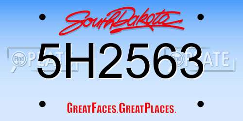 5H2563 South Dakota License Plate