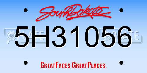 5H31056 South Dakota License Plate